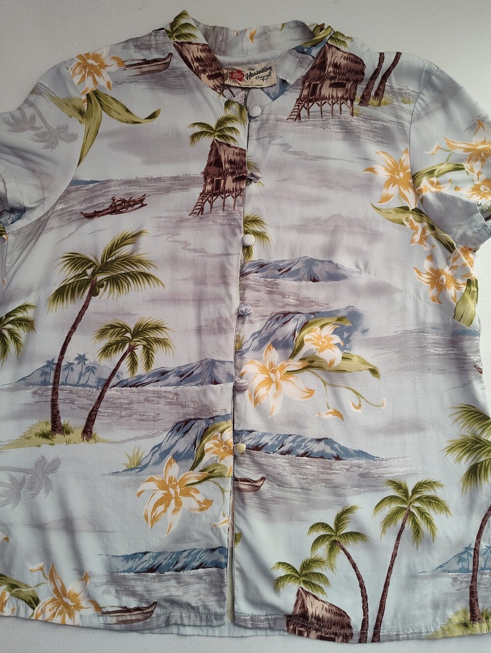 Hilo Hattie Light Blue Tropical Print Button-Down Shirt